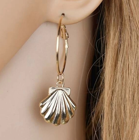 Seashell Hoop Earrings - Picture 2 of 2